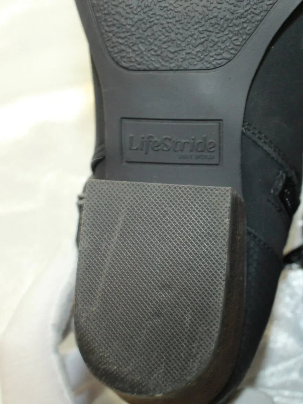 Life Stride SZ 8.5M Black Blaire Western Buckle Faux Nubuck  Side Zip Ankle Boot